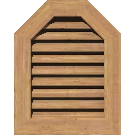 Ekena Millwork Octagonal Top Gable Vent Western Red Cedar Gable Vent w/1" x 4" Flat Trim Frame, 36"W x 16"H GVWOT36X1601SFUWR
